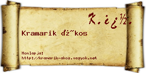 Kramarik Ákos névjegykártya